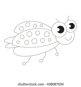 Ladybug to be colored. Coloring book to educate kids. Learn colors. Visual educational game. Easy kid gaming and primary education. Simple level of difficulty. Coloring pages.