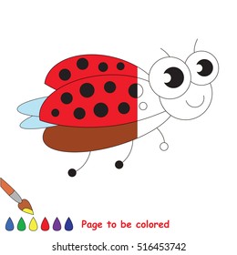 Ladybug to be colored, to educate preschool with easy kid educational gaming and primary education of simple game level.
