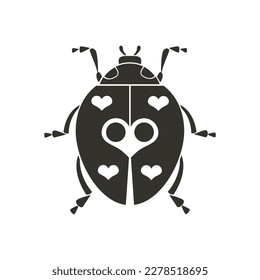 Ladybug Beetle with fantasy pattern. Geometric Insect icon. Decorative ornate vector illustration.