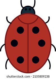 Ladybug Beetle Filled Outline Icon Vector