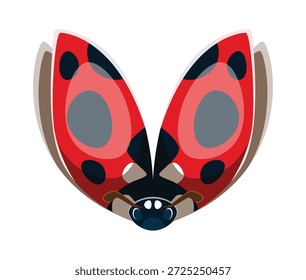 Ladybug beetle font typeset cartoon letter V. Garden lady bug typeset symbol, cute ladybird type vector sign. Red insect English alphabet typeface element or spring ladybug beetle cartoon font letter