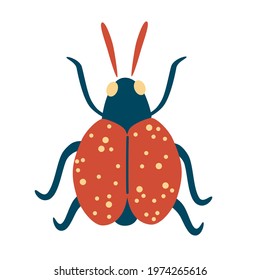 Ladybug. Beetle. Insect. Cute ladybug or ladybird simple flat design red and black. Vector illustration isolated on white background