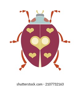 Ladybug beetle insect. Decorative ornate  design. Geometric insect vector illustration in flat style
