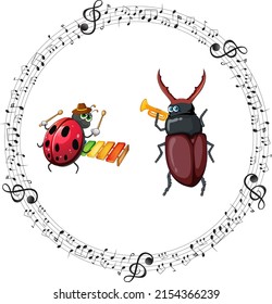 Ladybug and beetle playing music  illustration
