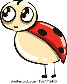 Ladybug with big eyes, illustration, vector on white background.