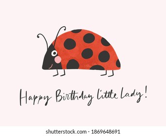 Ladybug Birthday Wish Greeting Card Stock Vector (Royalty Free ...