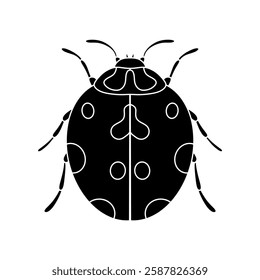 Ladybug black and white vector icon isolated on white backrgound
