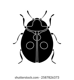 Ladybug black and white vector icon isolated on white backrgound