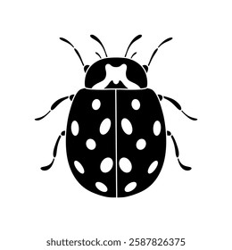 Ladybug black and white vector icon isolated on white backrgound