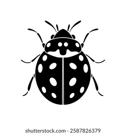 Ladybug black and white vector icon isolated on white backrgound