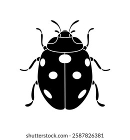 Ladybug black and white vector icon isolated on white backrgound