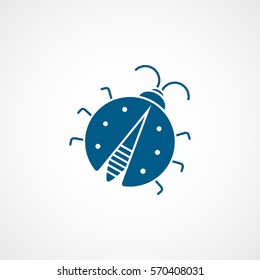 Ladybug Blue Flat Icon On White Background