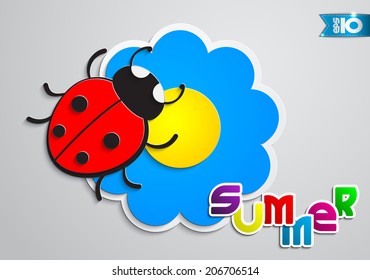 Ladybug and blue flower paper