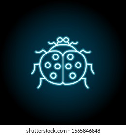 Ladybug blue neon icon. Simple thin line, outline vector of autumn icons for ui and ux, website or mobile application
