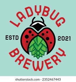 Ladybug brewery. The unique hops logo with a ladybug is very clear and clean, an insect that is very close to the plants and of course often flies around the hops plantation.