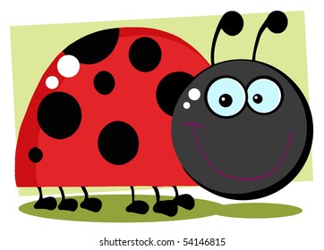 Ladybug Cartoon Character With Background
