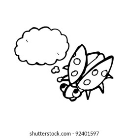 ladybug cartoon character with thought bubble
