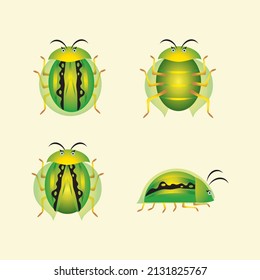 Ladybug Cartoon, Color Green, for logo or Mascot.