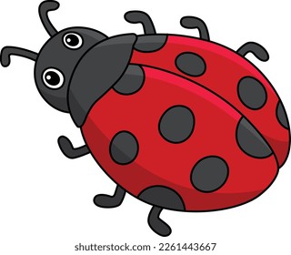 Ilustración de clipart coloreada por caricatura de Ladybug