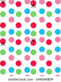 ladybug cartoon drawing pattern combination of colorful spheres, vector illustrations, suitable for printing designs