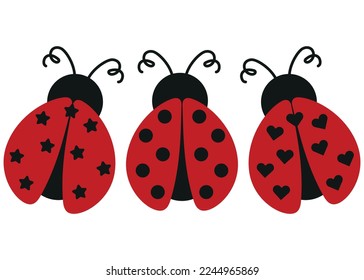 ladybug cartoon set. insect cute illustration isolated on white background
