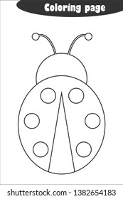 Ladybug in cartoon style, coloring page, spring education paper game for the development of children, kids preschool activity, printable worksheet, vector illustration