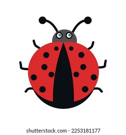Ladybug al estilo de las caricaturas. Dibujo de vectores.