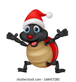 Ladybug cartoon wearing red hat