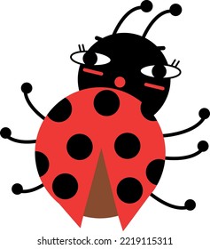 Ladybug character. Funny red bug. Small beetle