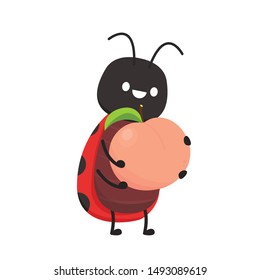 Ladybug character vector. Ladybug on white background. wallpaper. peach vector.