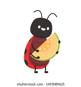 Ladybug character vector. Ladybug on white background. wallpaper. melon vector.