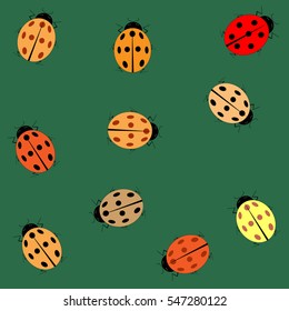 Ladybug and circle seamless pattern. Fashion graphic background design. Modern stylish abstract texture. Colorful template for prints, textiles, wrapping, wallpaper, website etc. Vector illustration