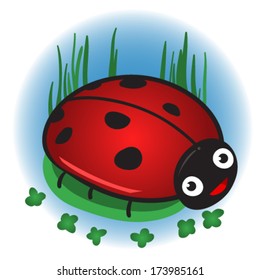 Ladybug and clover vector illustration