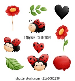 colección ladybug, linda mariquita. Ilustración del vector