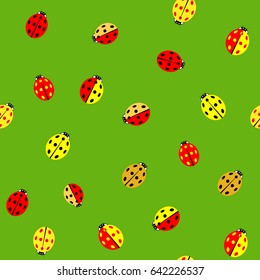 Ladybug color chaotic seamless pattern. Fashion graphic background design. Modern stylish abstract texture. Colorful template for prints, textiles, wrapping, wallpaper, website . Vector illustration