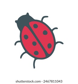 Ladybug color doodle sketch illustration. Cute baby bug character isolated on white background. Insect clip art vector graphics