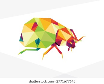 Ladybug Colorful polygonal low poly vector. Ladybug  Colorful Logo abstract. Ladybug  insect low poly illustration