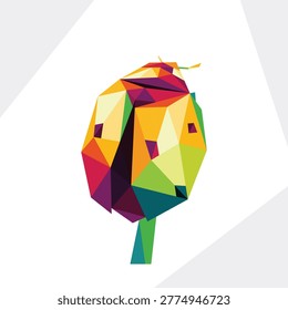 Ladybug colorful polygonal low poly vector. Colorful illustration of ladybug. Ladybug insect colorful logo for business
