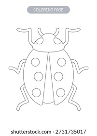 Página para colorear de mariquita para niños con ilustración de contorno simple
