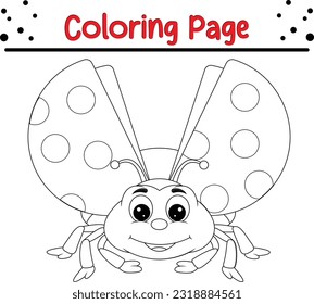 Ladybug coloring page. Outlined illustration of a ladybug. Vector.