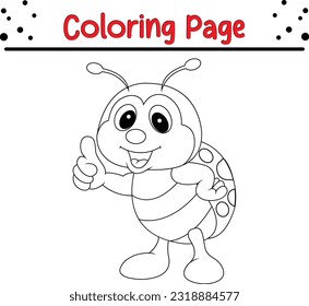 Ladybug coloring page. Outlined illustration of a ladybug. Vector.