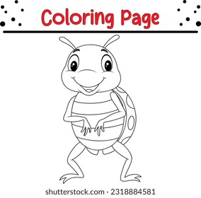 Ladybug coloring page. Outlined illustration of a ladybug. Vector.