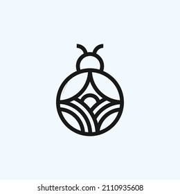 ladybug combination with farmer logo design vector illustration