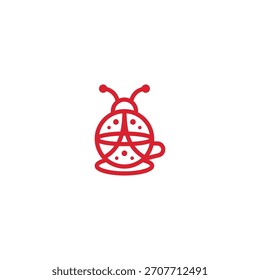Ladybug and cup tea logo design.