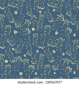 ladybug and cute flowers seamless pattern
