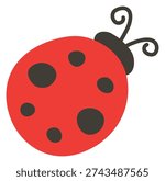 Ladybug cute icon. Summer red beetle drawing