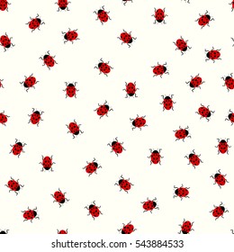 Ladybug cute pattern with white background. Vector illustration