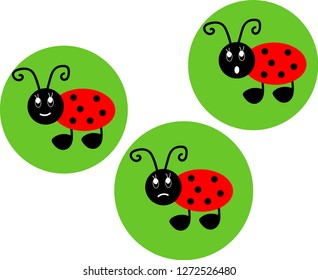 ladybug with different emotions