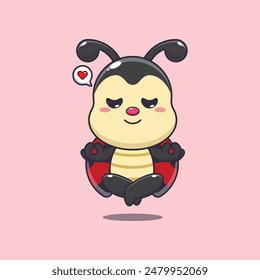 ladybug doing meditation yoga cartoon vector illustration.
Vector cartoon Illustration suitable for poster, brochure, web, mascot, sticker, logo and icon.