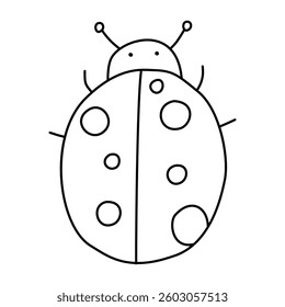 Ladybug in doodle style, linear, isolated on white background